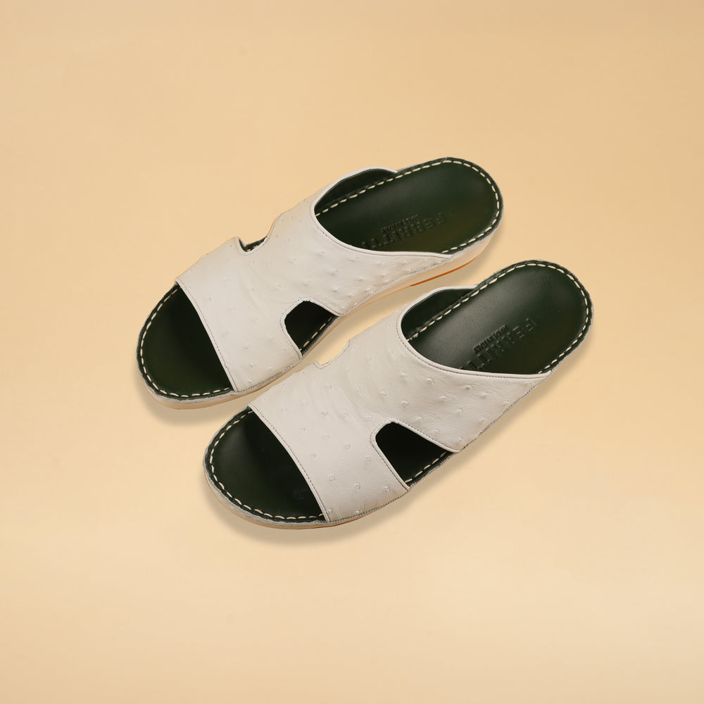 Arabic Sandal – Ostrich Leather White 2831