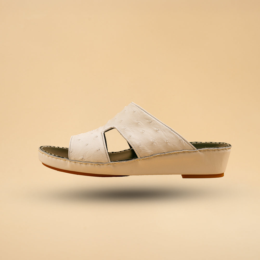 Arabic Sandal – Ostrich Leather White 2831
