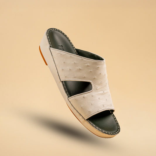Arabic Sandal – Ostrich Leather White 2831